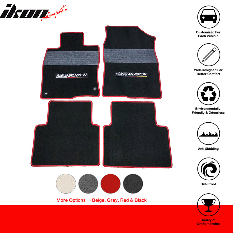 Car Floor Mat for 2016-2021 Honda Civic Black Gray Stripe 4PC Nylon