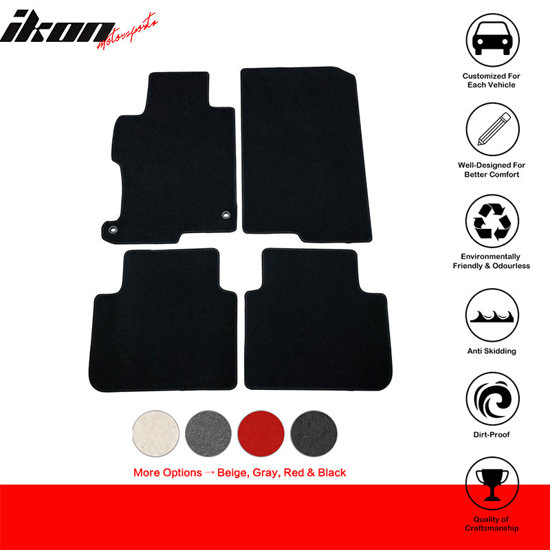 Floor Mats Compatible With 2013 2017 Honda Accord Sedan Factory Fitment Carpet Front Rear 4PC Nylon by IKON MOTORSPORTS 2014 2015 2016 Ikon Motorsports