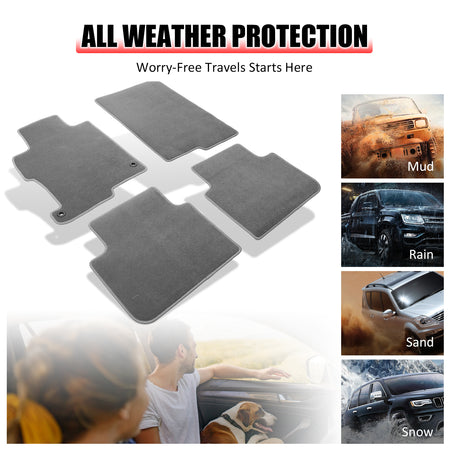Fits 13-17 Honda Accord Sedan Floor Mats Liner Front Rear Nylon Grey Carpets 4PC