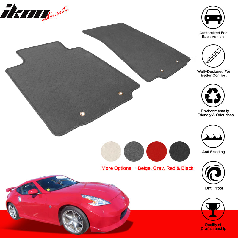 IKON MOTORSPORTS, Floor Mat Compatible With 2009-2019 Nissan 370Z, Factory Fitment Nylon Front Car Floor Mats Liner Carpets Replacement 2PCS