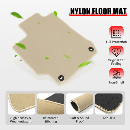 Fits 12-17 Toyota Camry Floor Mats Nylon Beige Non-Slip Auto Carpets 4Pcs Set