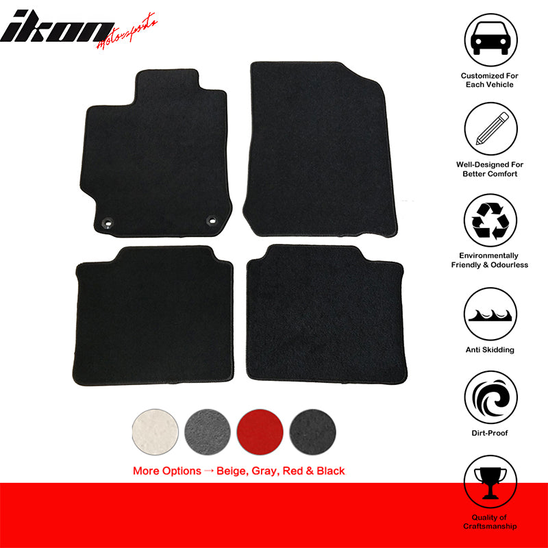 Floor Mats Compatible With 2012-2017 Toyota Camry, Nylon Front Rear Flooring Protection Interior Carpets 4PC By IKON MOTORSPORTS, 2013 2014 2015 2016