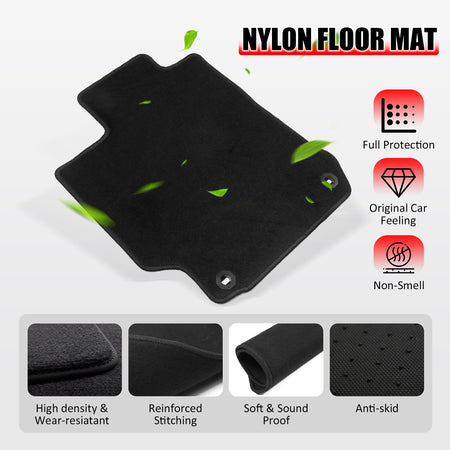 Fits 12-17 Toyota Camry Floor Mats Nylon Black Non-Slip Auto Carpets 4Pcs Set