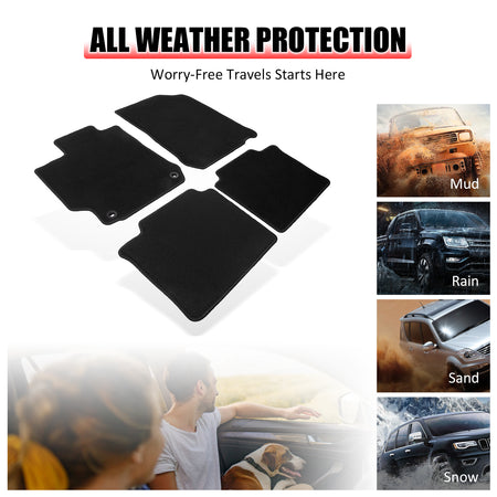 Fits 12-17 Toyota Camry Floor Mats Nylon Black Non-Slip Auto Carpets 4Pcs Set