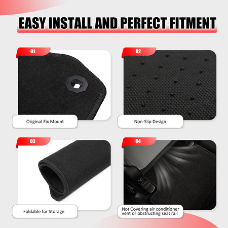 Fits 12-17 Toyota Camry Floor Mats Nylon Black Non-Slip Auto Carpets 4Pcs Set