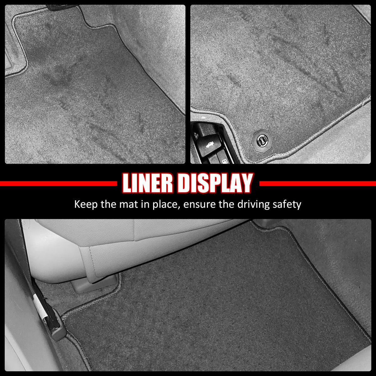 Fits 12-17 Toyota Camry Floor Mats Nylon Grey Non-Slip Auto Carpets 4Pcs Set