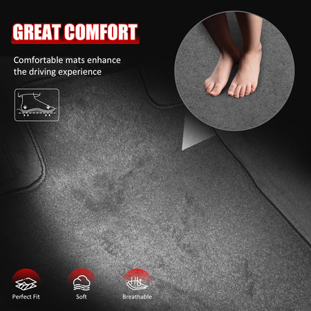Fits 12-17 Toyota Camry Floor Mats Nylon Grey Non-Slip Auto Carpets 4Pcs Set