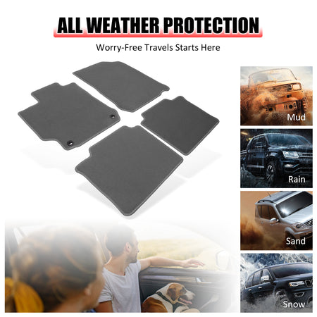 Fits 12-17 Toyota Camry Floor Mats Nylon Grey Non-Slip Auto Carpets 4Pcs Set
