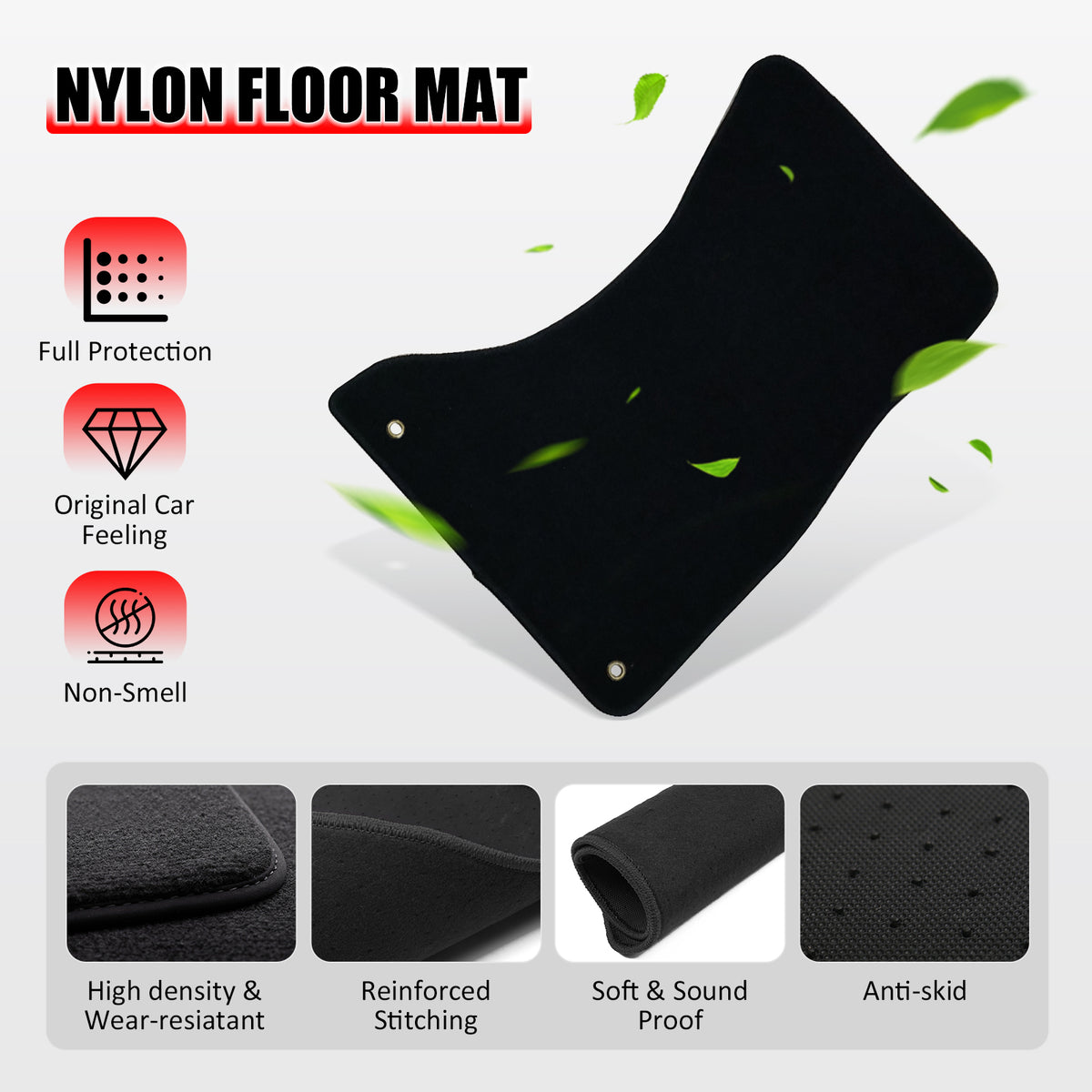 Fits 09-16 Audi A4 S4 Car Floor Mats Liner Nylon Carpets Front Rear Black 4PC