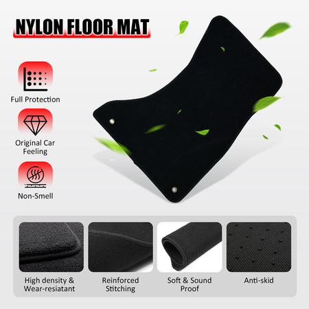 Fits 09-16 Audi A4 S4 Car Floor Mats Liner Nylon Carpets Front Rear Black 4PC