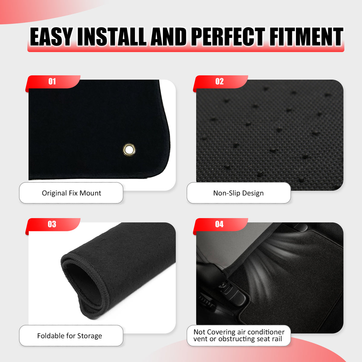 Fits 09-16 Audi A4 S4 Car Floor Mats Liner Nylon Carpets Front Rear Black 4PC