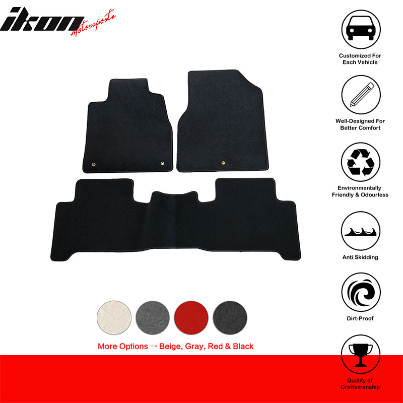 Car Floor Mat for 2007-2013 Acura MDX Black Front Rear  Nylon 3 PCS