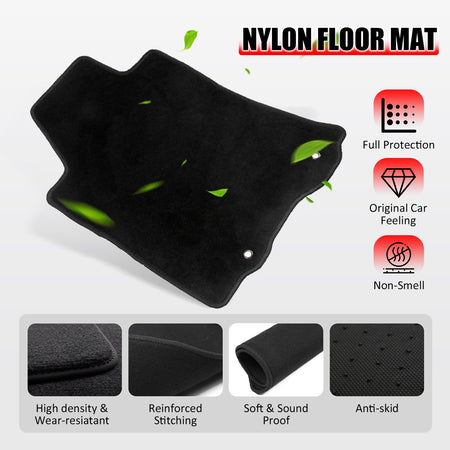 Fits 13-18 Nissan Altima OE Style 4PCS Floor Mats Non-Slip Carpets Nylon Black