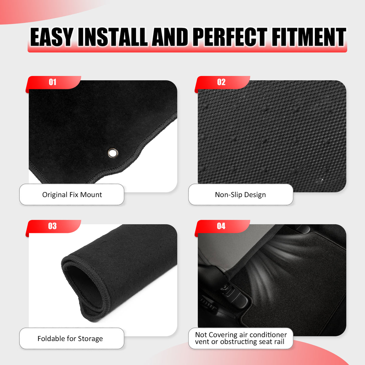 Fits 13-18 Nissan Altima OE Style 4PCS Floor Mats Non-Slip Carpets Nylon Black