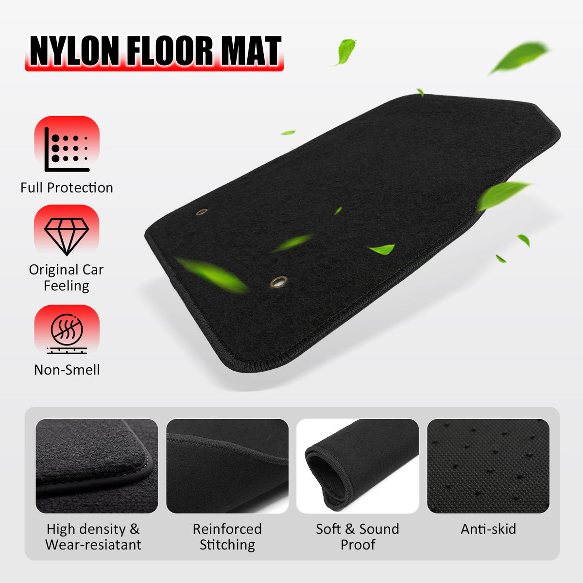 Fits 08-16 Chevrolet Cruze Floor Mats Nylon Black Non-Slip Auto Carpets 4PC Set