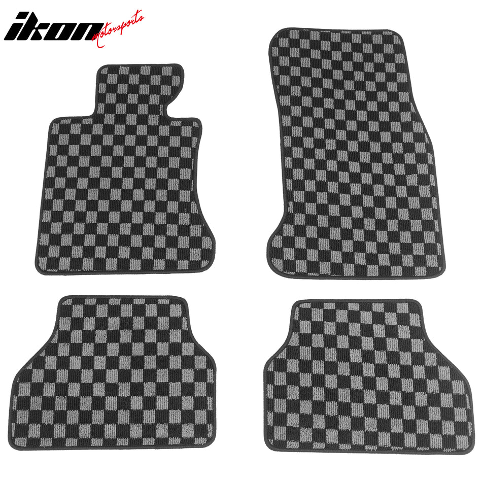 BMW E60 2005-2010 Floor Mats Carpet Black Gray Plaid Polypropylene