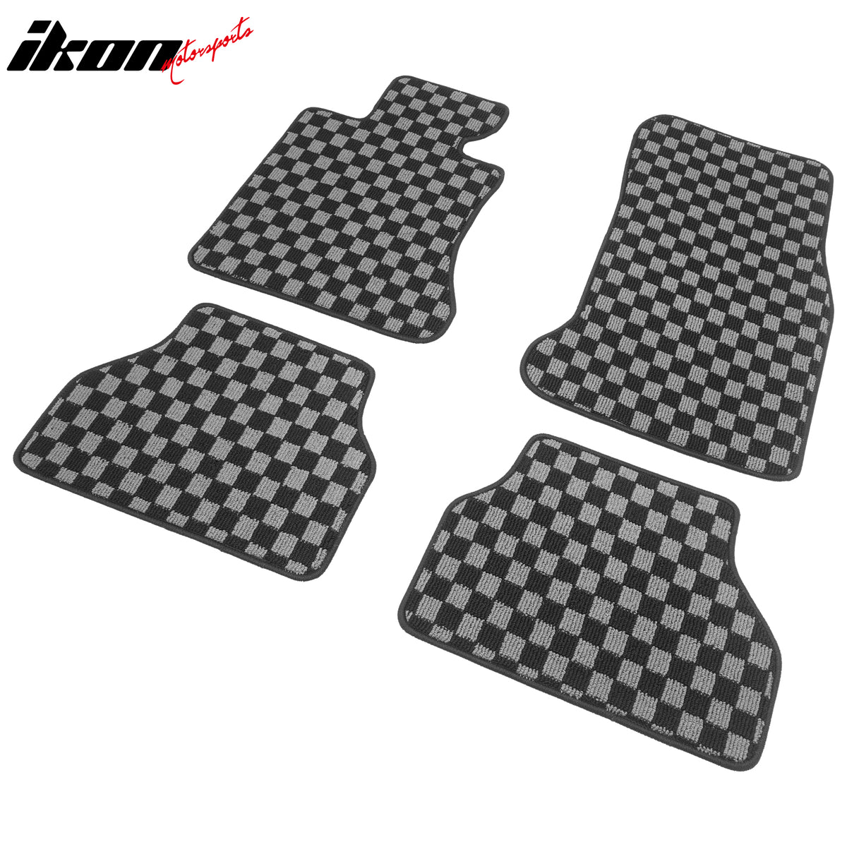 05-10 E60 5 Series 4PCS Floor Mats Carpets Checkered Black Gray Plaid FOR: (BMW)