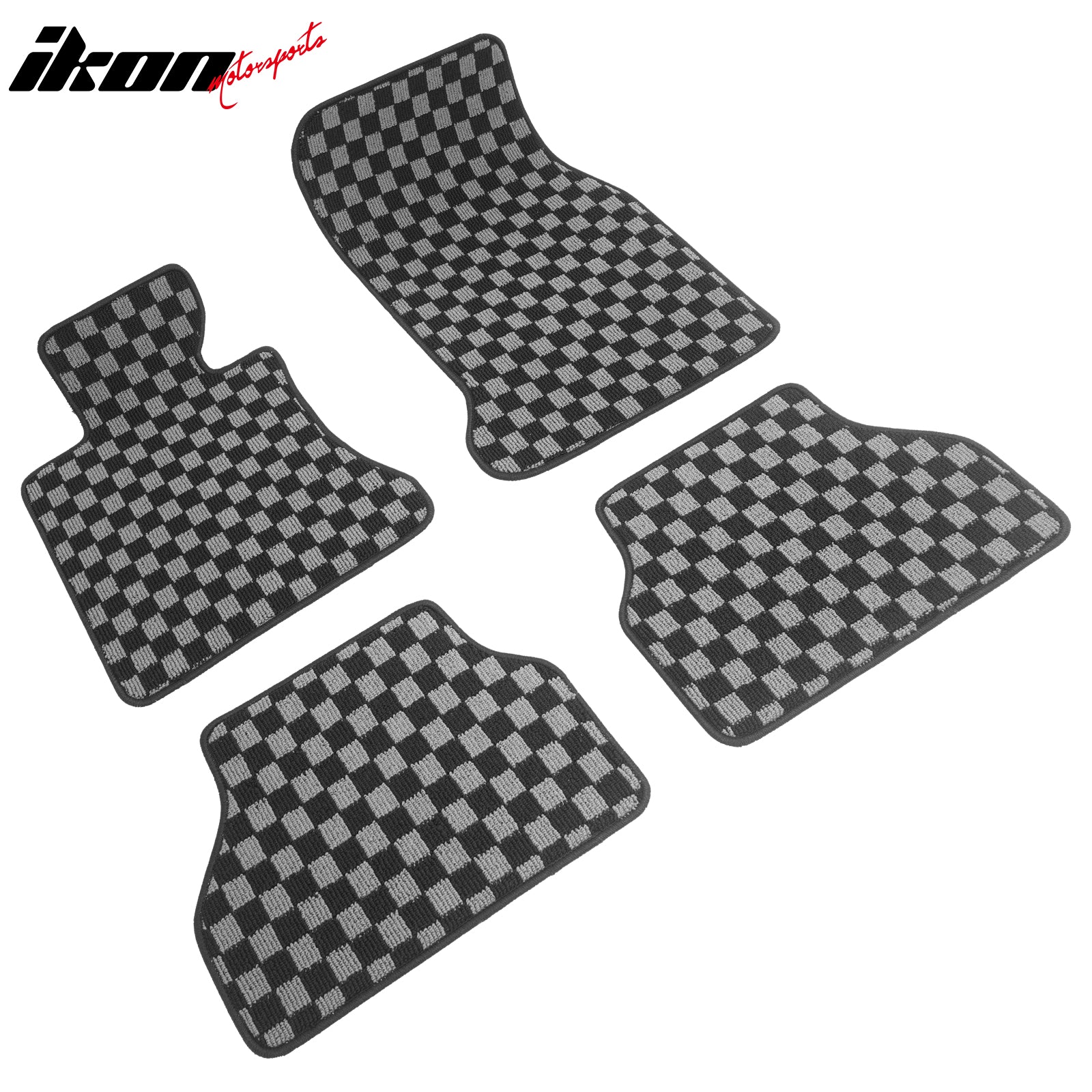05-10 E60 5 Series 4PCS Floor Mats Carpets Checkered Black Gray Plaid FOR: (BMW)