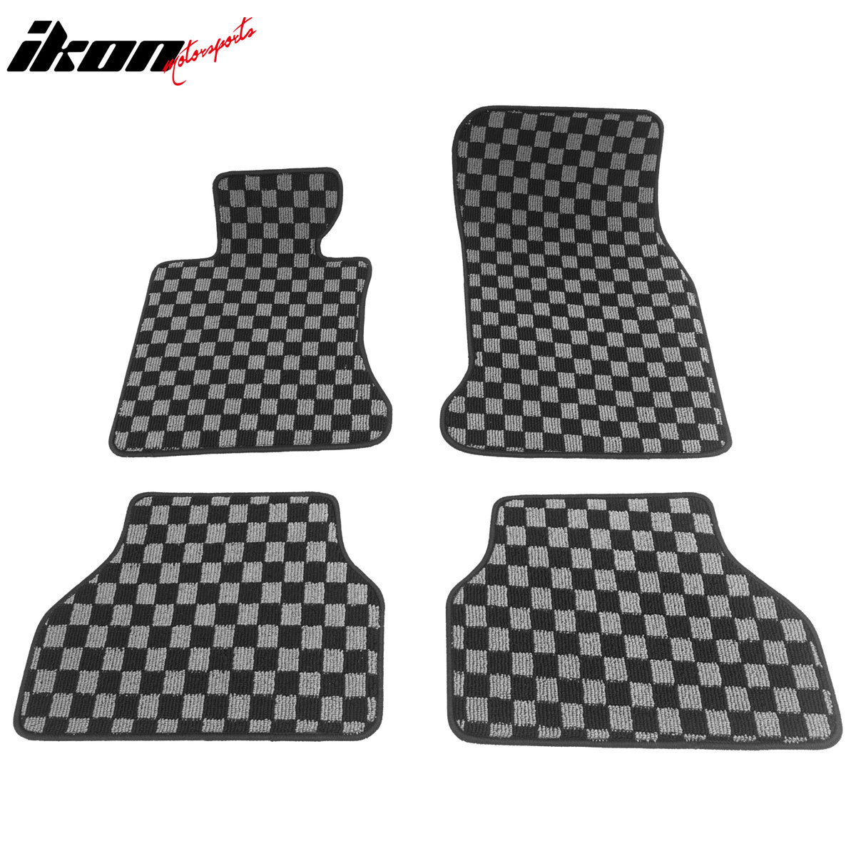 05-10 E60 5 Series 4PCS Floor Mats Carpets Checkered Black Gray Plaid FOR: (BMW)