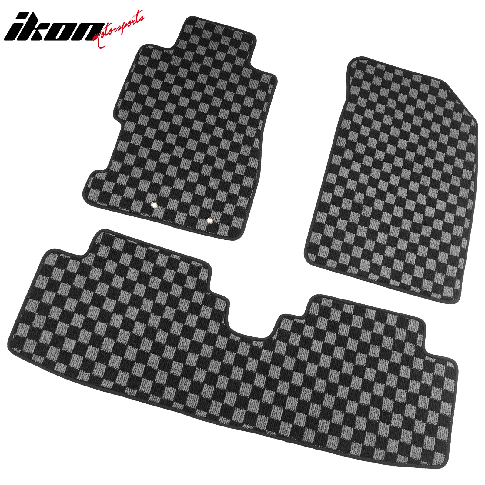 Fits 01-05 Honda Civic Floor Mats Non-Slip Carpets Checkered Black Gray Plaid