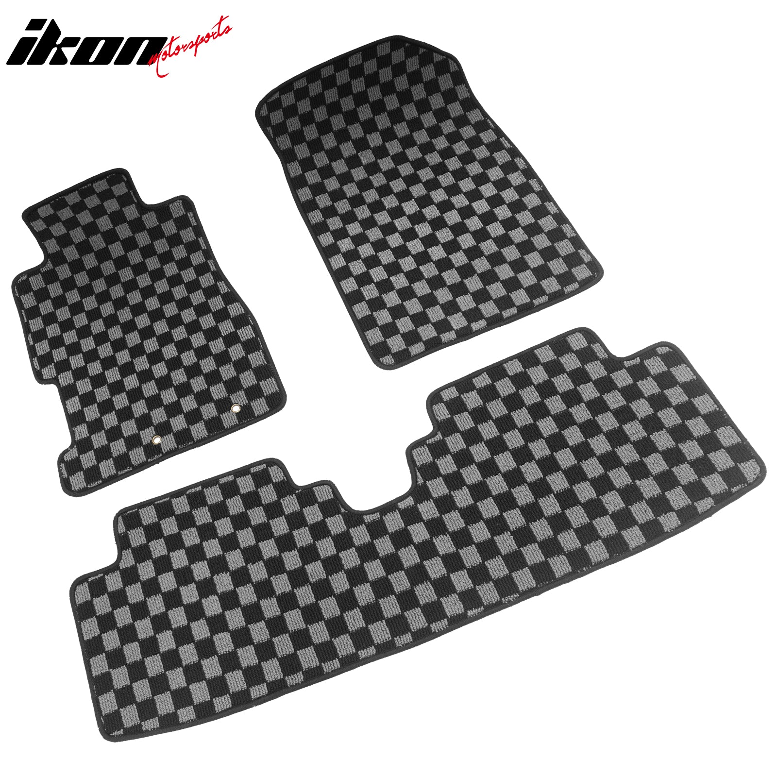 Fits 01-05 Honda Civic Floor Mats Non-Slip Carpets Checkered Black Gray Plaid