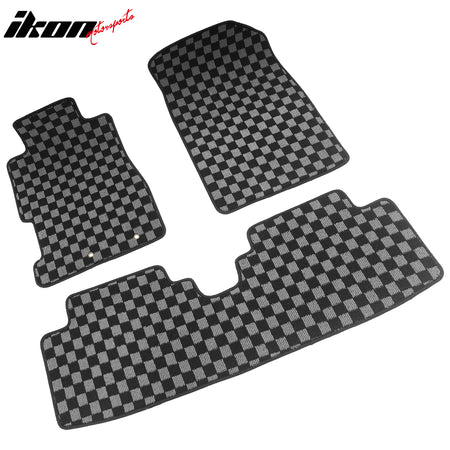 Fits 01-05 Honda Civic Floor Mats Non-Slip Carpets Checkered Black Gray Plaid