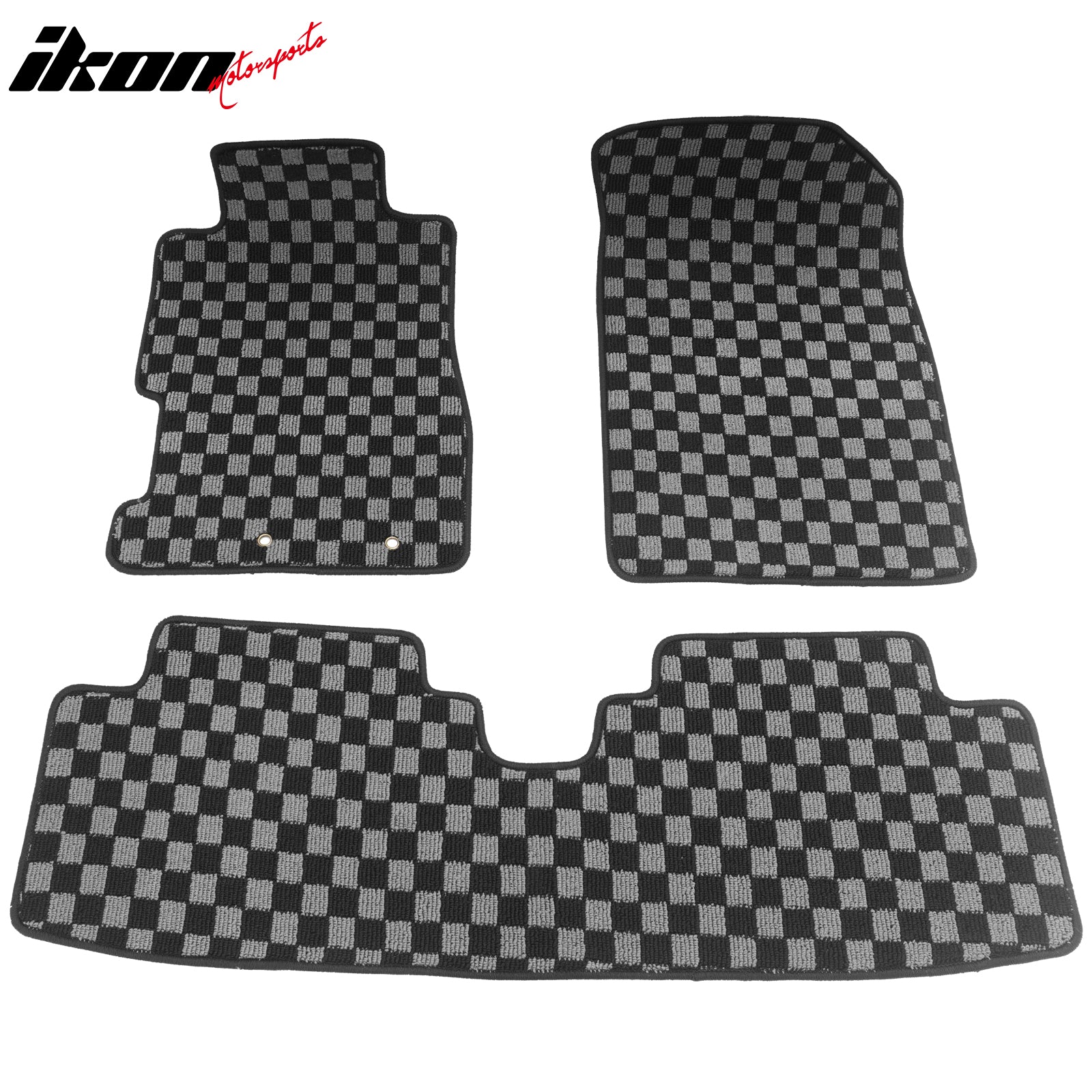 Fits 01-05 Honda Civic Floor Mats Non-Slip Carpets Checkered Black Gray Plaid