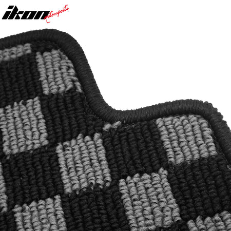 Fits 01-05 Honda Civic Floor Mats Non-Slip Carpets Checkered Black Gray Plaid