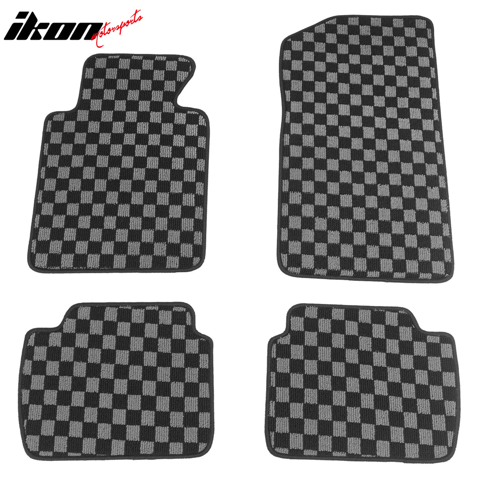 BMW E46 3-Series 1999-2005 & M3 Coupe 2001-2006 Floor Mats Black Gray Plaid Polypropylene