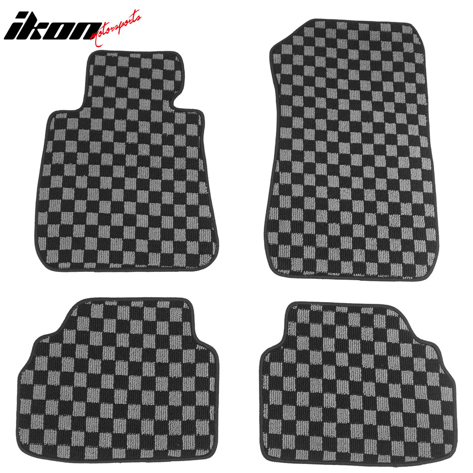 BMW E90 3 Series 4-Door Sedan 2006-2011 Floor Mats Carpet Black Gray Plaid Polypropylene