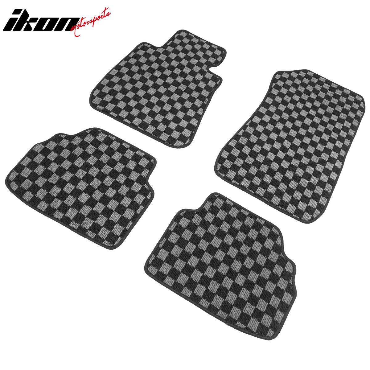 06-11 E90 3 Series 4DR Floor Mats Carpets Checkered Black Gray Plaid FOR: (BMW)