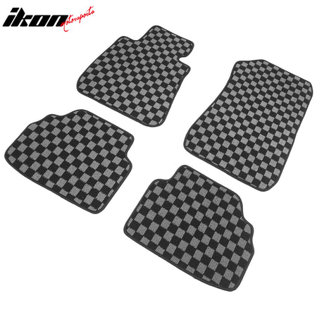 06-11 E90 3 Series 4DR Floor Mats Carpets Checkered Black Gray Plaid FOR: (BMW)