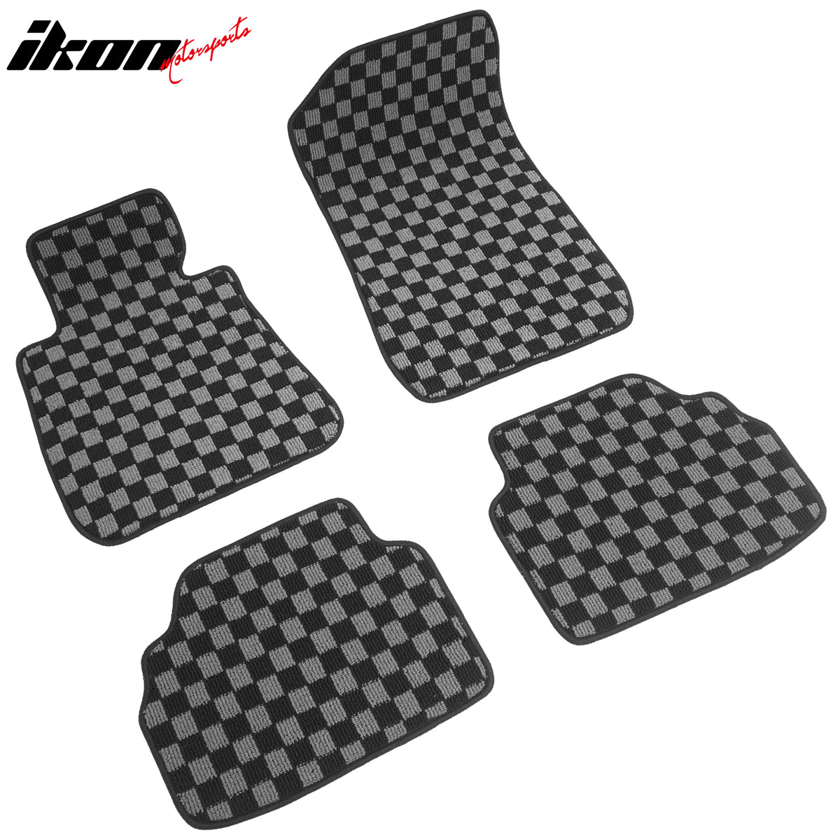 06-11 E90 3 Series 4DR Floor Mats Carpets Checkered Black Gray Plaid FOR: (BMW)