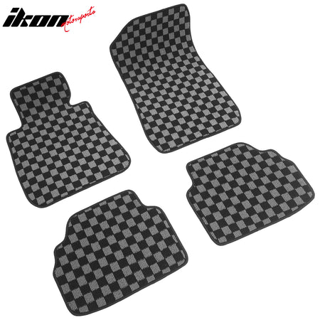 06-11 E90 3 Series 4DR Floor Mats Carpets Checkered Black Gray Plaid FOR: (BMW)