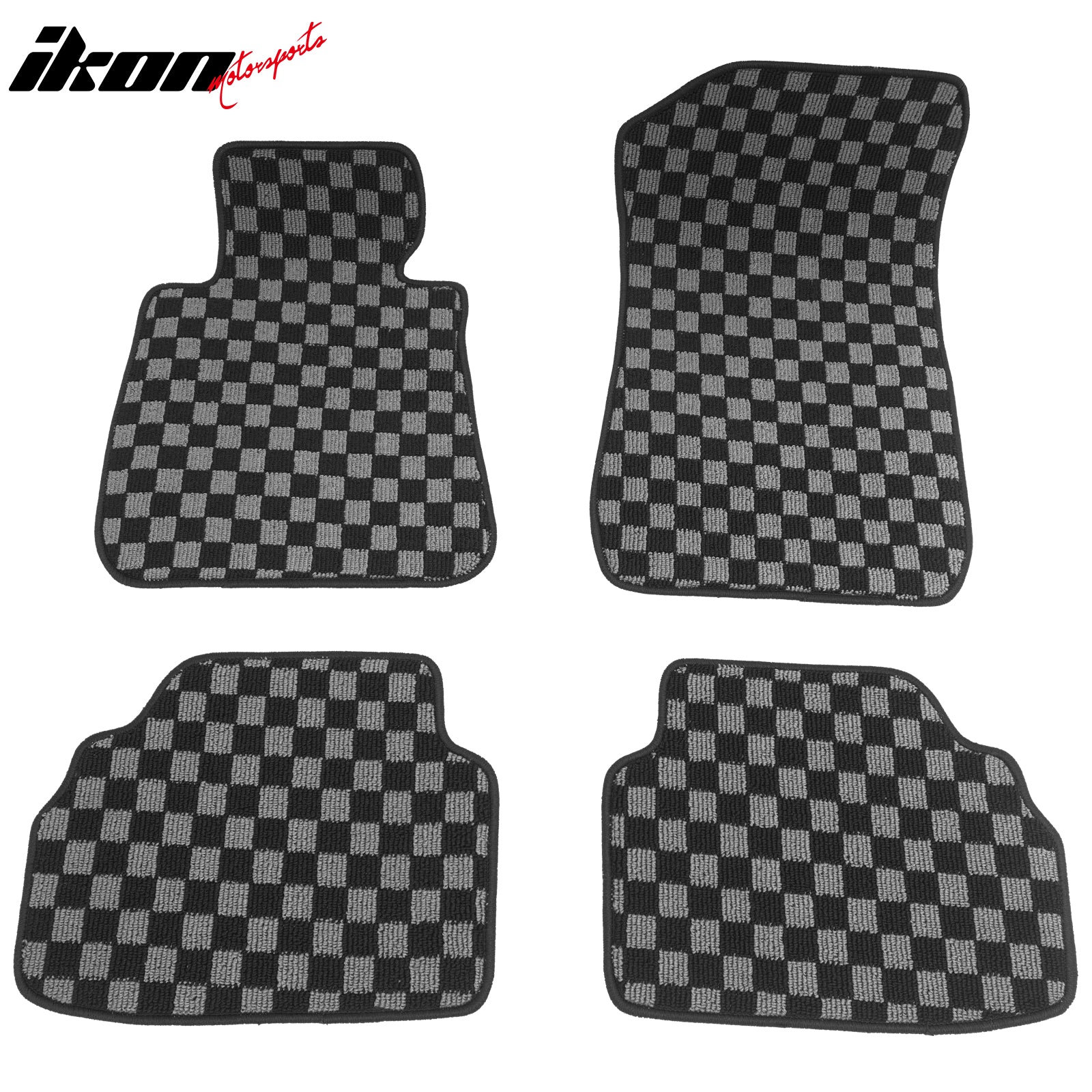 06-11 E90 3 Series 4DR Floor Mats Carpets Checkered Black Gray Plaid FOR: (BMW)