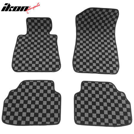 06-11 E90 3 Series 4DR Floor Mats Carpets Checkered Black Gray Plaid FOR: (BMW)
