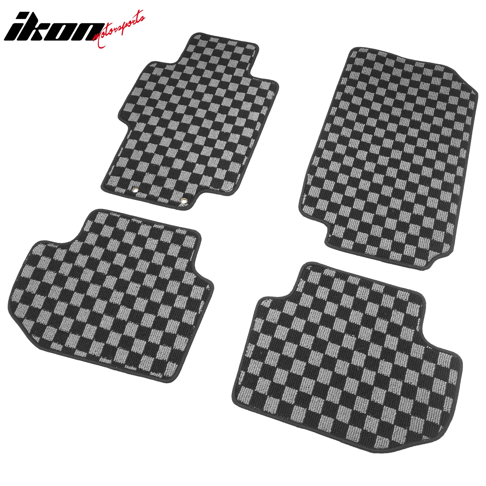 Fits 03-07 Honda Accord Floor Mats Non-Slip Carpets Checkered Black Gray Plaid