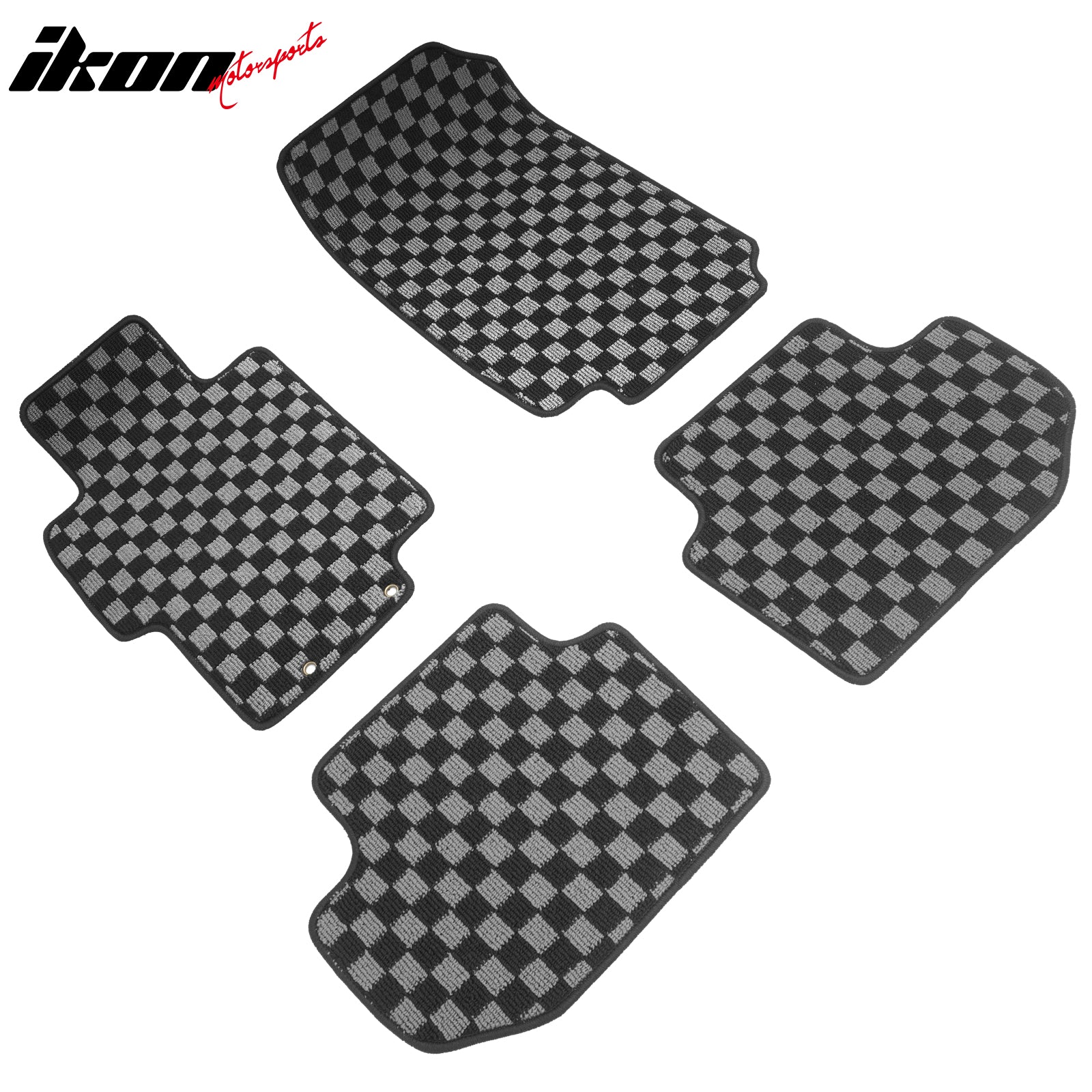 Fits 03-07 Honda Accord Floor Mats Non-Slip Carpets Checkered Black Gray Plaid