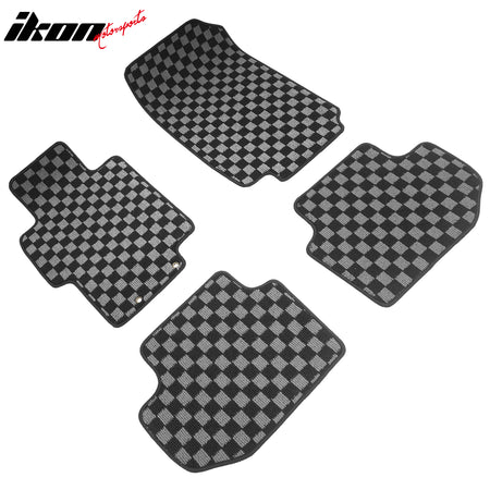 Fits 03-07 Honda Accord Floor Mats Non-Slip Carpets Checkered Black Gray Plaid