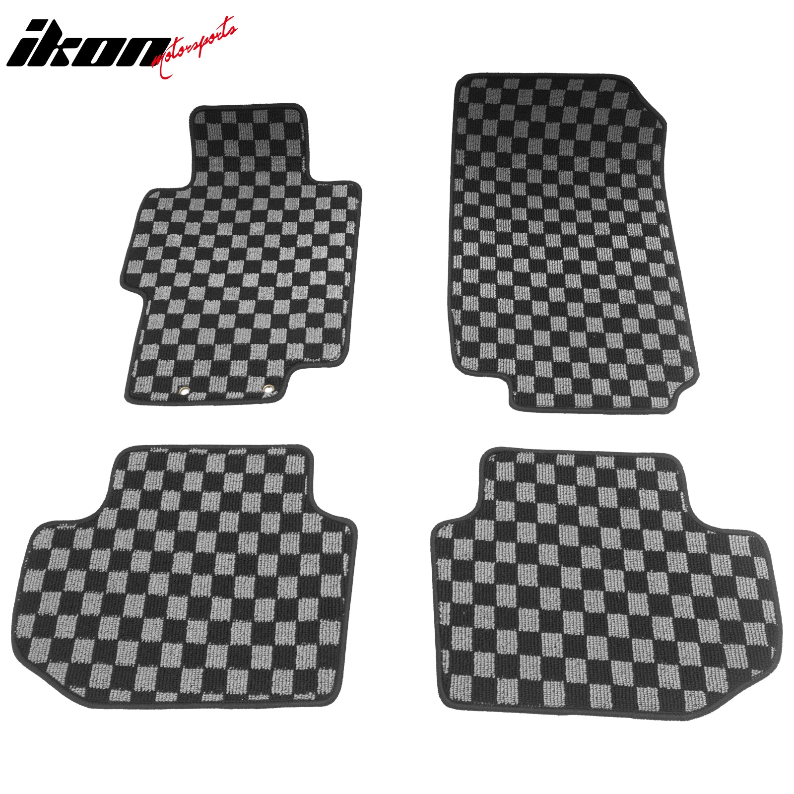 Fits 03-07 Honda Accord Floor Mats Non-Slip Carpets Checkered Black Gray Plaid