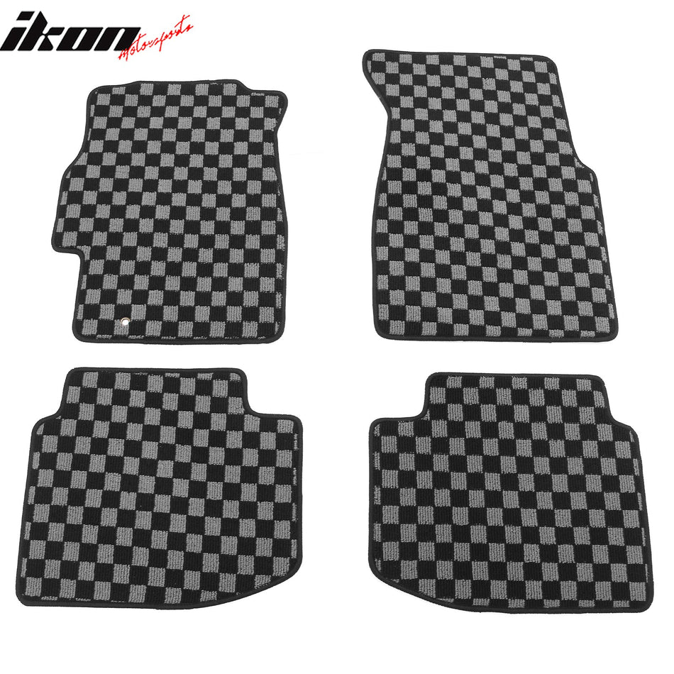 1996-2000 Honda Civic Coupe Hatchback Sedan Floor Mats Carpet Black Gray Plaid Polypropylene