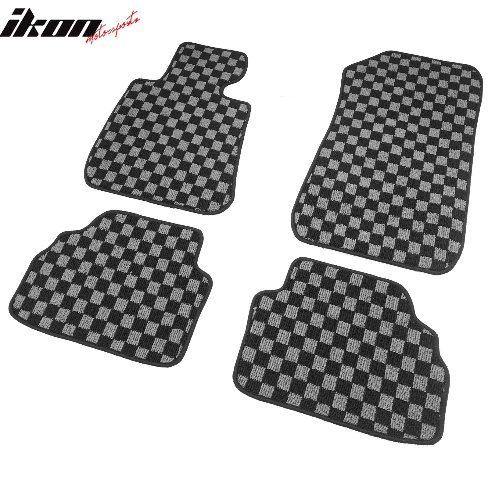 07-13 E92 3-Series 2DR Floor Mats Carpets Checkered Black Gray Plaid FOR: (BMW)