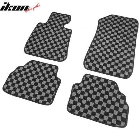 07-13 E92 3-Series 2DR Floor Mats Carpets Checkered Black Gray Plaid FOR: (BMW)