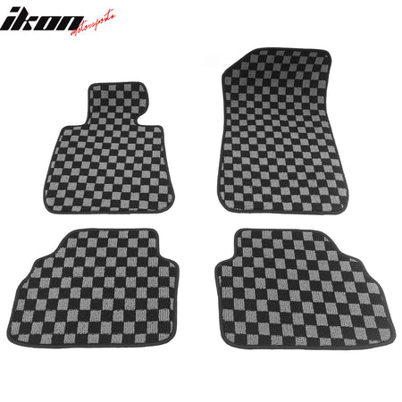07-13 E92 3-Series 2DR Floor Mats Carpets Checkered Black Gray Plaid FOR: (BMW)