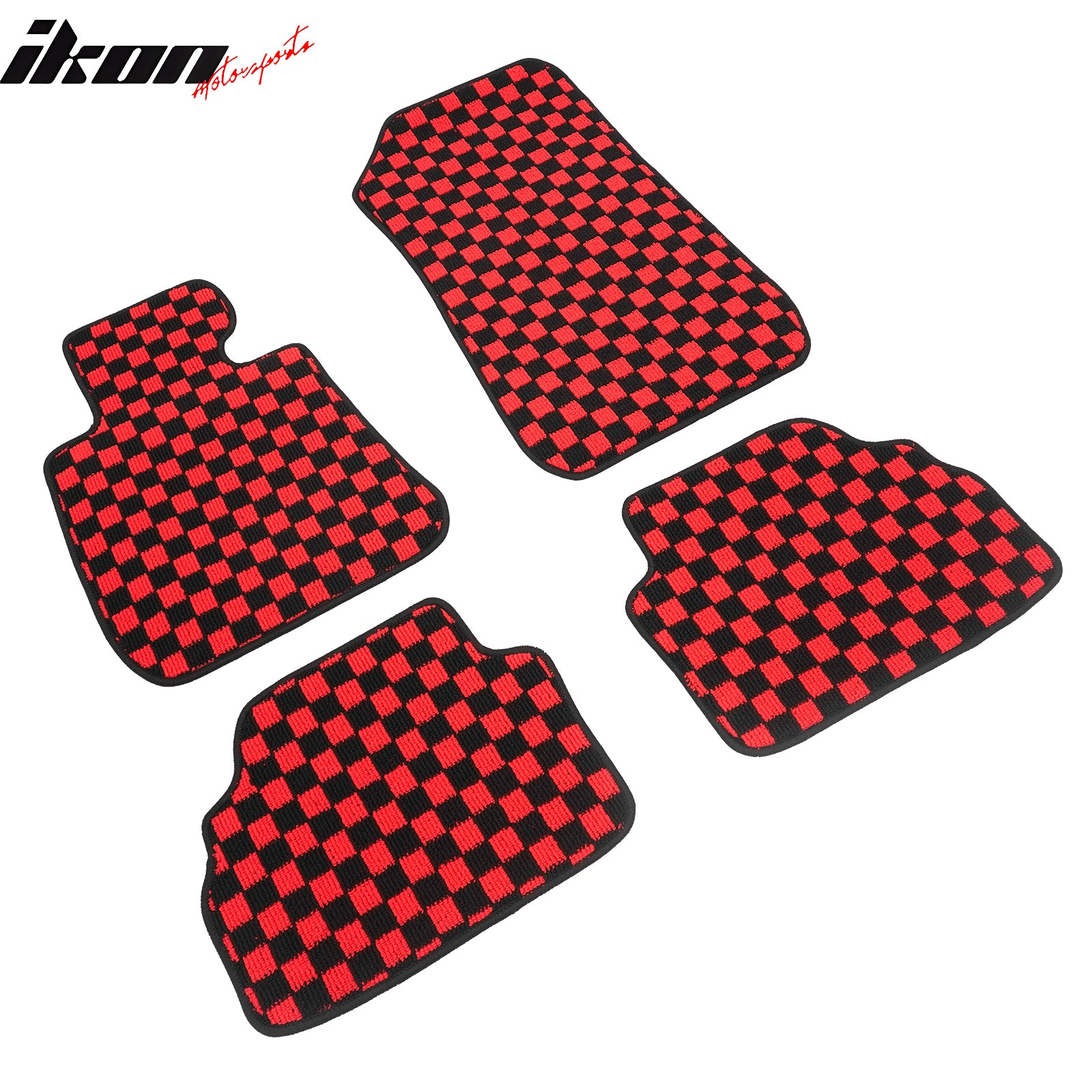 Fits 07-13 BMW E92 3-Series Coupe Floor Mats Checkered Carpets Black Red Plaid