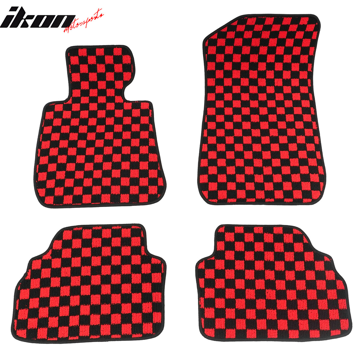 Fits 07-13 BMW E92 3-Series Coupe Floor Mats Checkered Carpets Black Red Plaid