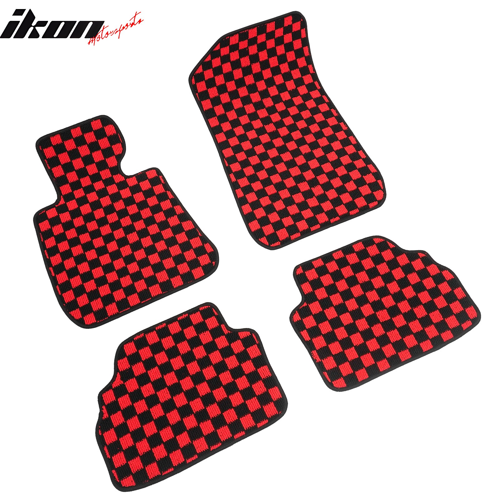 Fits 07-13 BMW E92 3-Series Coupe Floor Mats Checkered Carpets Black Red Plaid