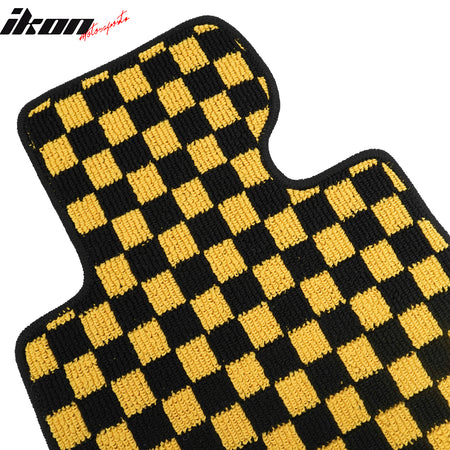 Fits 07-13 BMW E92 3-Series Coupe Floor Mats Checkered Carpet Black Yellow Plaid