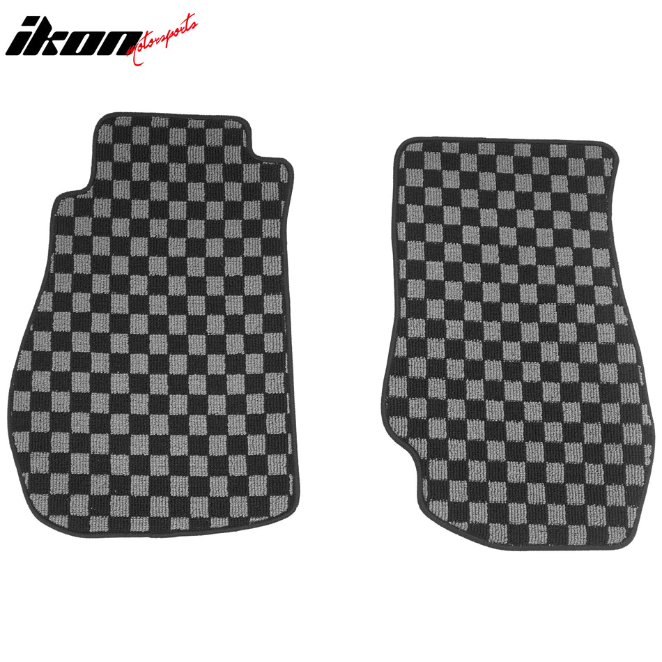 2003-2009 Nissan 350Z Floor Mats Carpet Black Gray Plaid Polypropylene