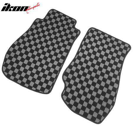 Fits 03-09 Nissan 350Z Floor Mats Non-Slip Carpets Checkered Black Gray Plaid
